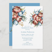 ロマンチックな牡丹&チューリップバチェロレッテ 招待状 (正面/裏面)