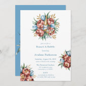 ロマンチックな牡丹&チューリップブランチ&バブリー 招待状 (正面/裏面)