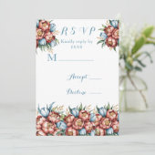 ロマンチックな牡丹&チューリップ結婚式RSVPカード 招待状 (スタンド正面)