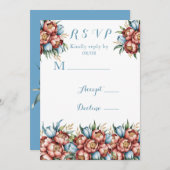 ロマンチックな牡丹&チューリップ結婚式RSVPカード 招待状 (正面/裏面)