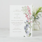 ロマンチックな牧草地の花結婚式招待状 招待状 (スタンド正面)