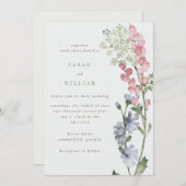 ロマンチックな牧草地の花結婚式招待状 招待状 (正面/裏面)