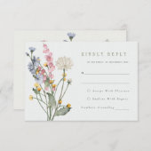 ロマンチックな牧草花結婚式RSVPカード エンクロージャーカード (正面/裏面)