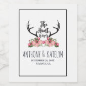 ロマンチックな狩りはア素朴ントラーフローラ結婚の ワインラベル (シングルラベル)