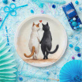 ロマンチックな猫と赤いハート ペーパープレート (パーティー)