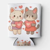 ロマンチックな猫のハート型缶クーラー 缶クーラー (正面)