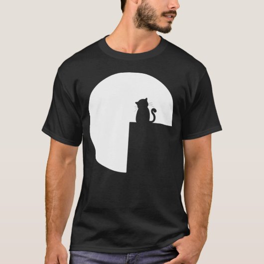 ロマンチックな猫の満月 Tシャツ (正面)
