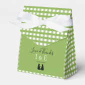 ロマンチックな猫好きカップル緑のギンガ結婚ム フェイバーボックス (正面サイド)