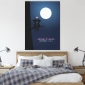 ロマンチックな猫 キャンバスプリント (インサイチュ (寝室))