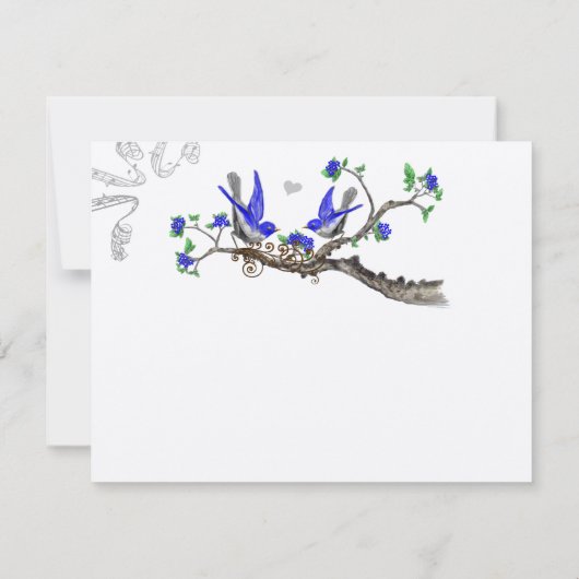 ロマンチックな王室のヴィンテージブルーウェディングRSVP 出欠カード (裏面)