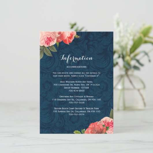 ロマンチックな珊瑚のPeonieの明細カード エンクロージャーカード (スタンド正面)