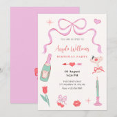 ロマンチックな甘いバレンタインパステルの色誕生日 招待状 (正面/裏面)