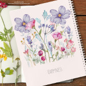 ロマンチックな甘い水の色のワイルドフラワー感謝 ノートブック