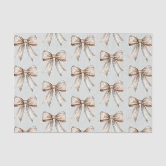 ロマンチックな田園風グリーン・ホワイト・ゴールド・リボンウェディング 薄葉紙 (正面)