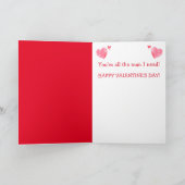 ロマンチックな男性的なルースターバレンタインデー シーズンカード (内部)