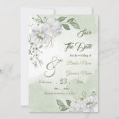 ロマンチックな白いグリーン セーブザデート (正面)