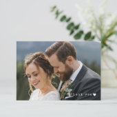 ロマンチックな白いハートフォトスモール結婚ズ・サンキュー サンキューカード (スタンド正面)