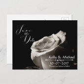 ロマンチックな白いバラが日付カードを保存 案内ポストカード (正面/裏面)