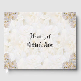 ロマンチックな白いバラのゲストブック ゲストブック