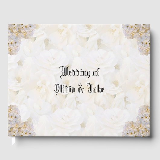 ロマンチックな白いバラのゲストブック ゲストブック (正面)