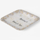 ロマンチックな白いバラのスクエア紙プレート ペーパープレート (傾斜あり)