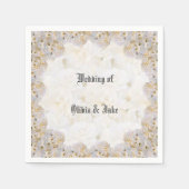 ロマンチックな白いバラのナプキン スタンダードカクテルナプキン (正面)