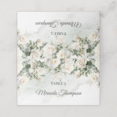 ロマンチックな白いバラのユーカリプトゥスグリーンリーと金ゴールド プレイスカード (外部開封)