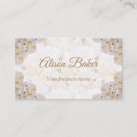 ロマンチックな白いバラの名刺 名刺 (正面)