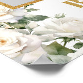 ロマンチックな白いバラの金ゴールド赤ちゃんシャワー写真のプロップ ポスター (角)