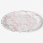ロマンチックな白いバラグラデーションス結婚・ピンク ペーパープレート (アングル)