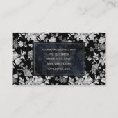 ロマンチックな白いバラ絵画フローラの黒いパターン 名刺 (裏面)