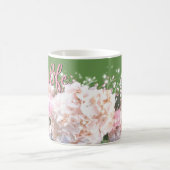 ロマンチックな白いレースアジサイのピンクのバラ#momlife コーヒーマグカップ (中央)