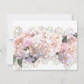 ロマンチックな白いレース紫陽花ピンクのバラ サンキューカード (裏面)