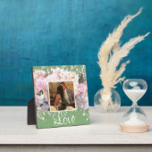 ロマンチックな白いレース紫陽花、ピンクのバラ フォトプラーク (インサイチュ)