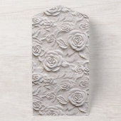 ロマンチックな白いロフェイクーズレザー結婚ズ オールインワン招待状 (外側)