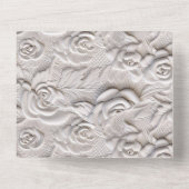 ロマンチックな白いロフェイクーズレザー結婚ズ オールインワン招待状 (裏面)