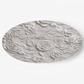 ロマンチックな白いロフェイクーズレザー結婚ズ ペーパープレート (アングル)