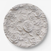 ロマンチックな白いロフェイクーズレザー結婚ズ ペーパープレート (正面)