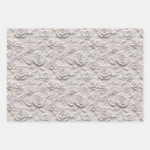 ロマンチックな白いロフェイクーズレザー結婚ズ ラッピングペーパーシート (正面2)