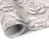 ロマンチックな白いロフェイクーズレザー結婚ズ ラッピングペーパー (ロールコーナー)