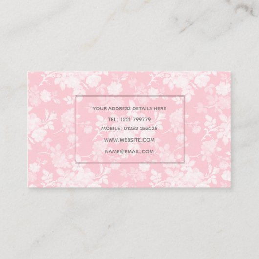 ロマンチックな白いローズ絵画フローラのピンクのパターン 名刺 (裏面)