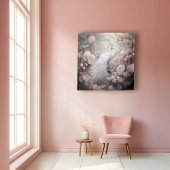 ロマンチックな白い孔雀と赤面ピンクの花 タペストリー