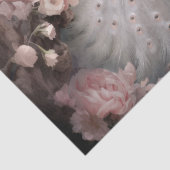 ロマンチックな白い孔雀と赤面ピンクの花 薄葉紙 (詳細)