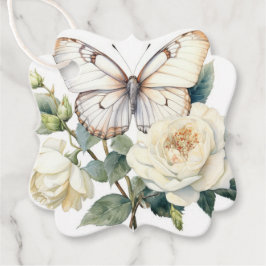 ロマンチックな白い感謝してい花あなたメッセージカード フェイバータグ