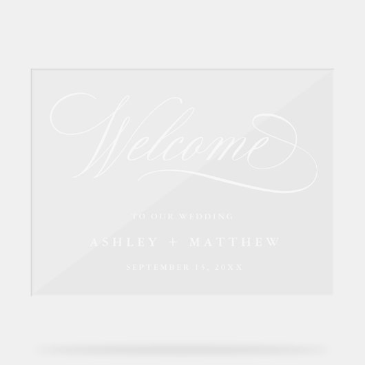 ロマンチックな白い書結婚道の歓迎 アクリルサイン (正面)