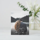 ロマンチックな白い書道写真デートを保存 ポストカード (スタンド正面)