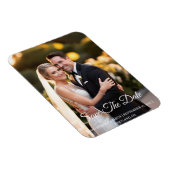 ロマンチックな白い書道写真デートを保存 マグネット (右側)