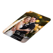 ロマンチックな白い書道写真デートを保存 マグネット (左側)