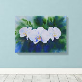 ロマンチックな白い水絵画色のラン キャンバスプリント (インサイチュ (ウッドフロア))