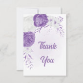 ロマンチックな白い紫の植物結婚の サンキューカード (正面)